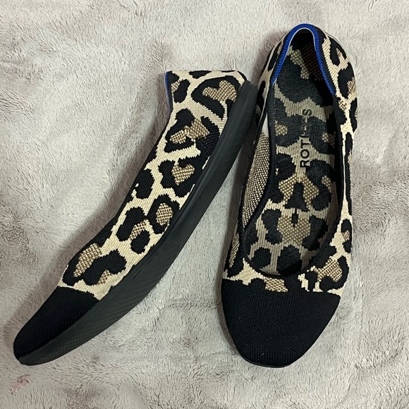 Rothy's Women's Leopard Print Flats - Black and Cream - Picture 2 of 4
